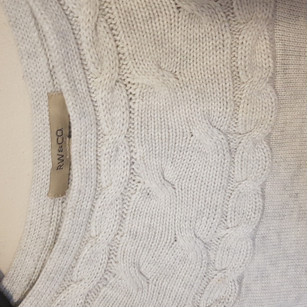 *SOLD*  RW&CO. grey knit neckline detail with belt long sleeve sweater sz S - Picture 2 of 7